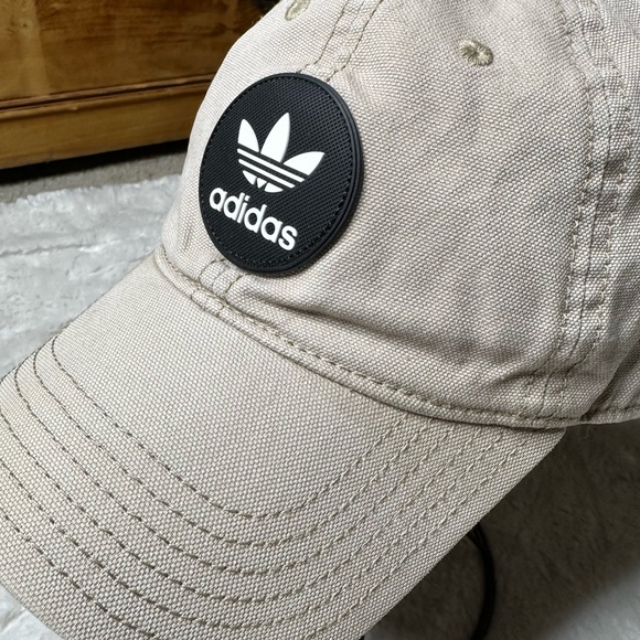 Adidas Logo Snapback Dad Cap Baseball Hat Cream Adult Unisex OS - Picture 4 of 11